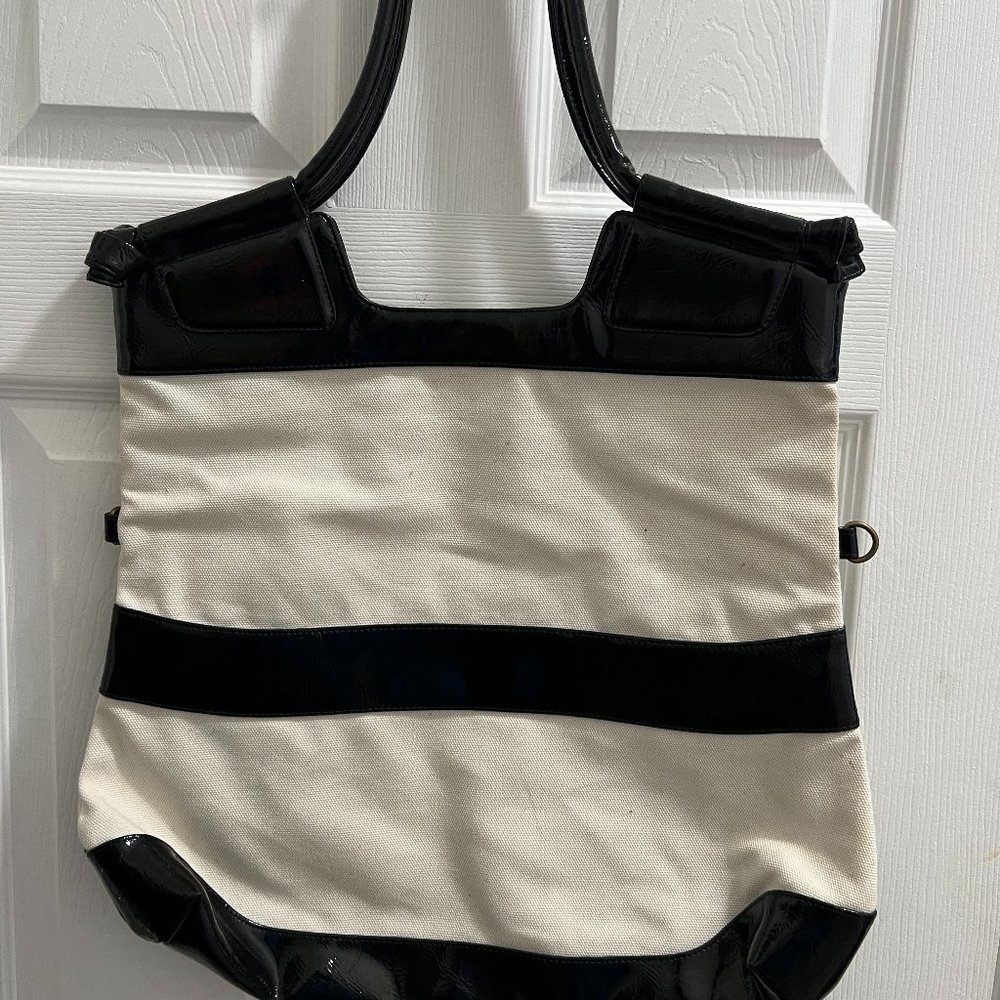 Banana Republic Women's Black/White Canvas Tote Handbag
